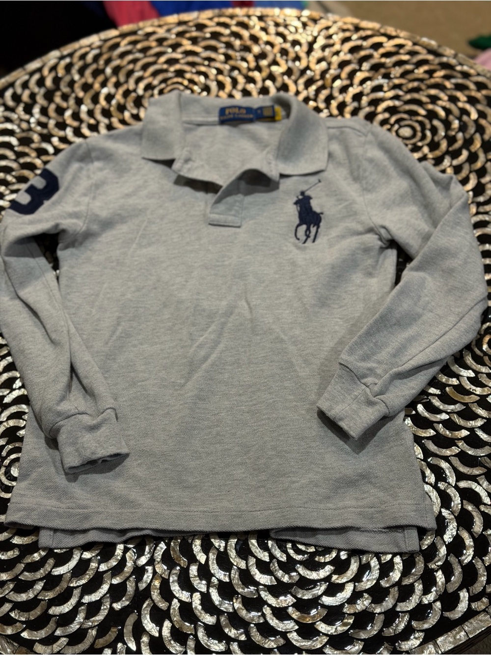 Ralph Lauren Big Pony Light Gray Long-Sleeve Kid’s Polo